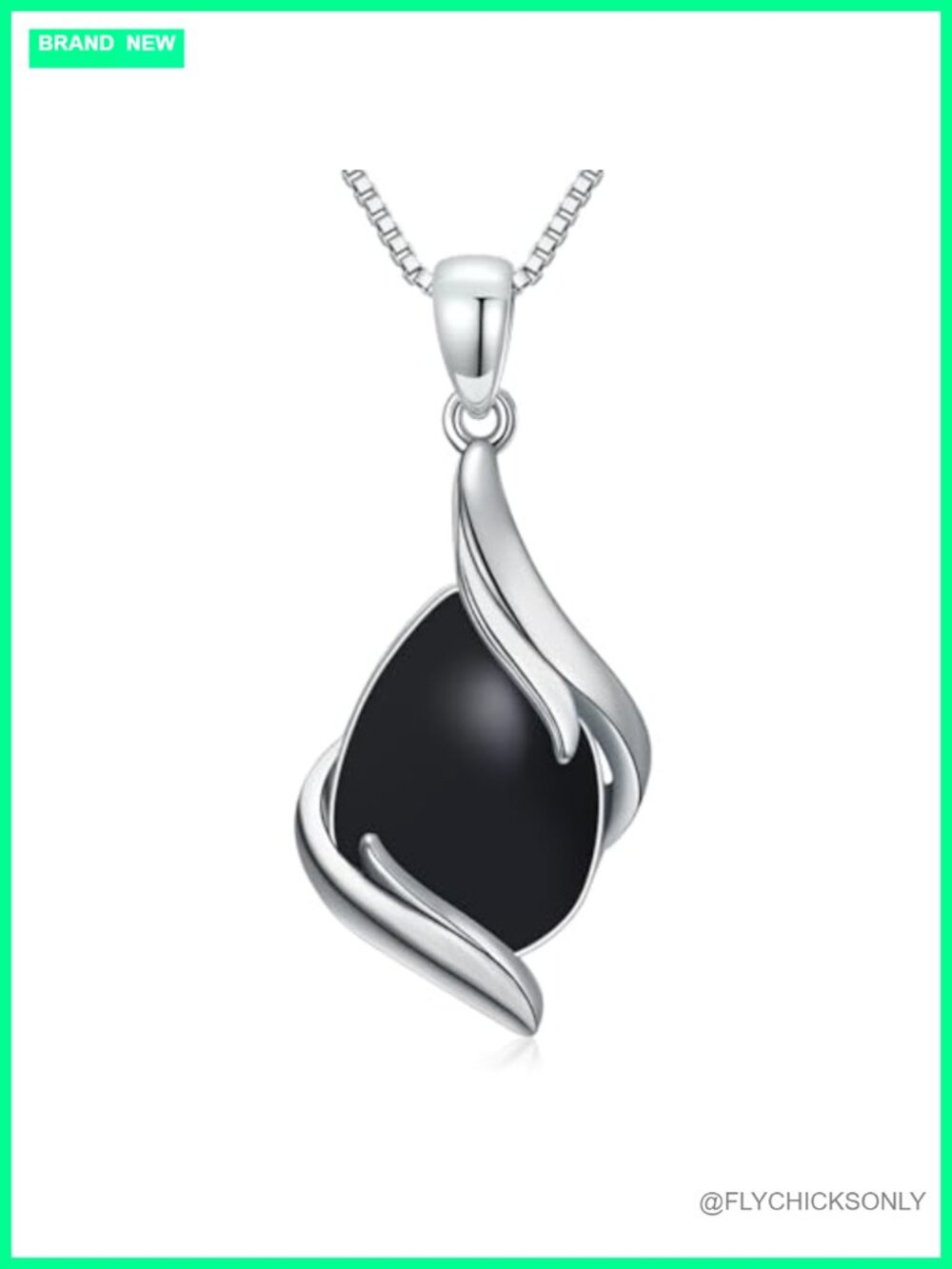 Teardrop Onyx Pendant Necklace 925 Sterling Silver Gemstone Fine Jewelry Gift